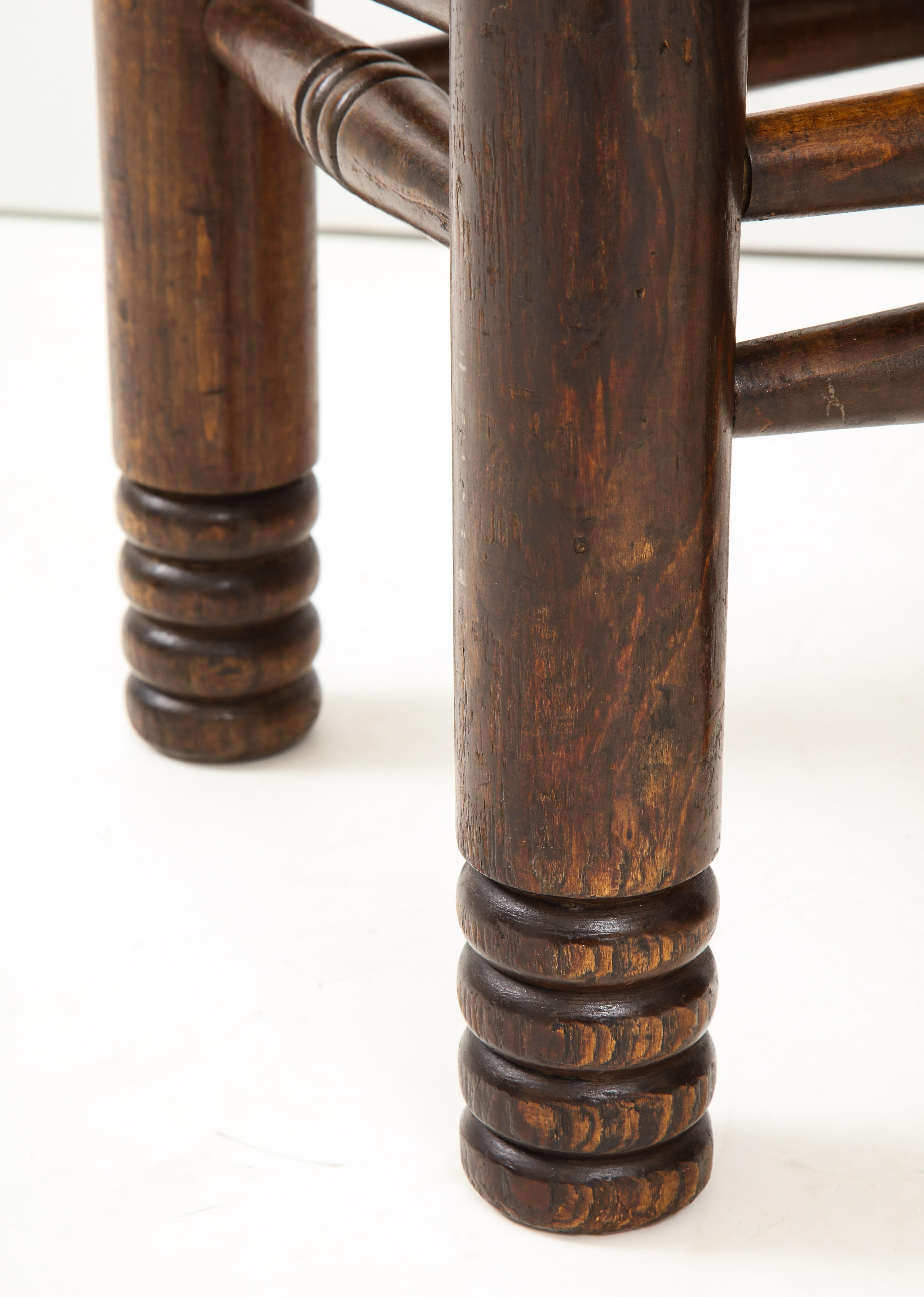 Oak and Rush Stool by Charles Dudouyt, France, circa 1930s 1