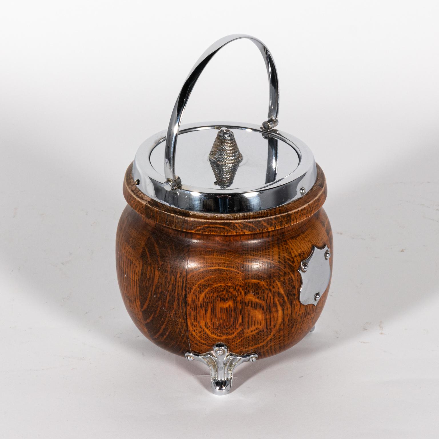 Oak and Silver Ice Bucket 1