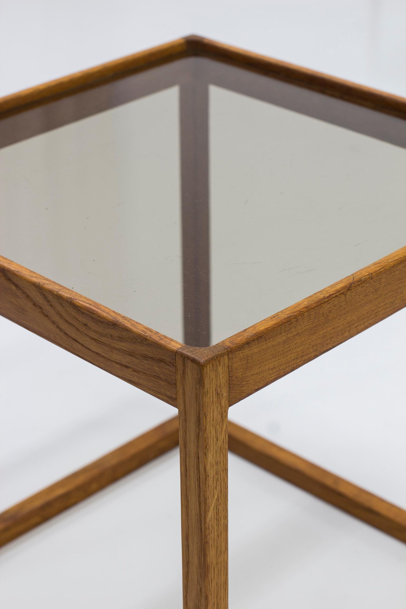 Oak and smoked glass cube tables by Kurt Østervig, 1960s, Denmark For Sale 2