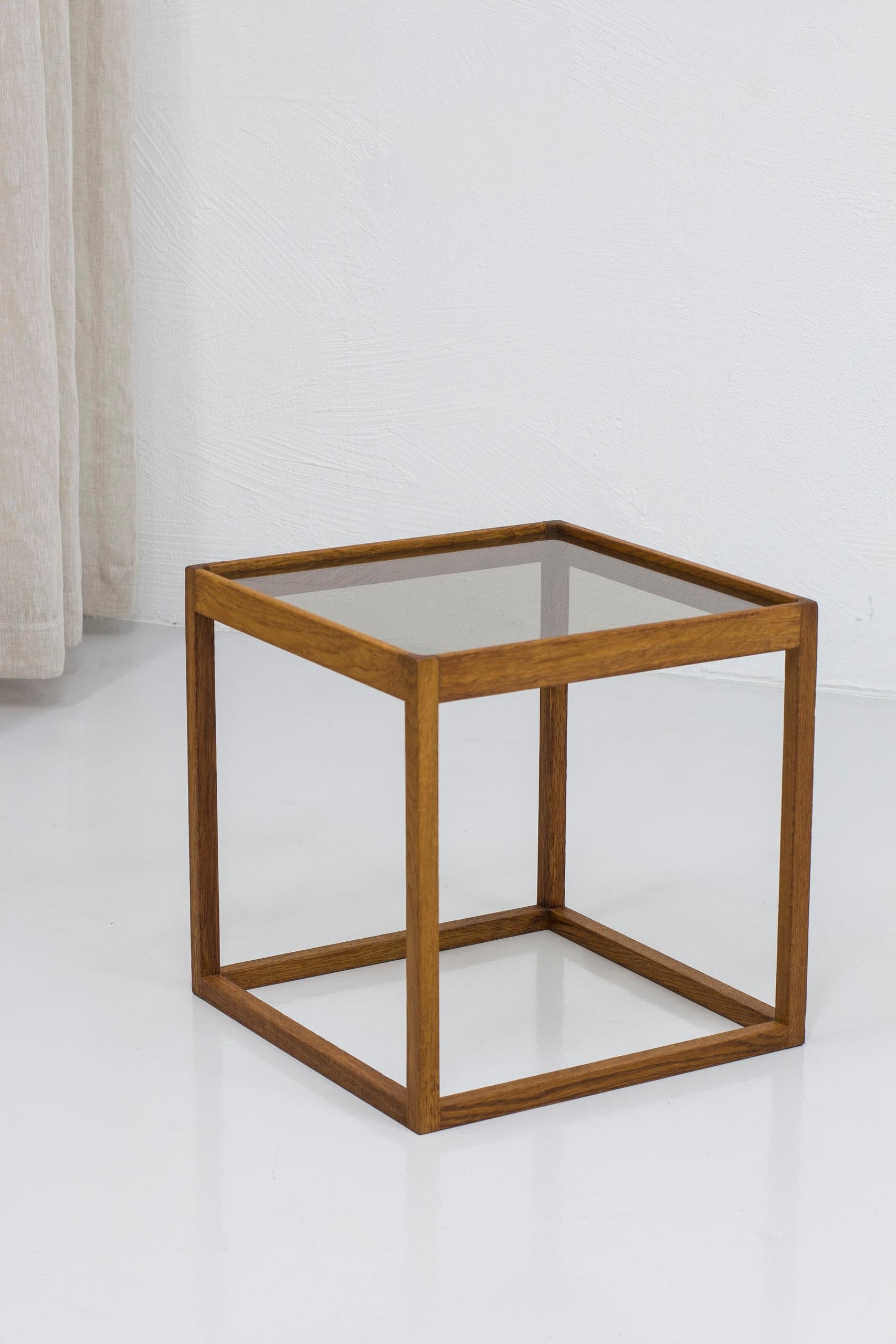 Danish Oak and smoked glass cube tables by Kurt Østervig, 1960s, Denmark For Sale