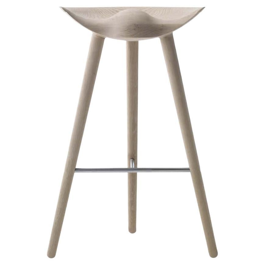 ML 42 Oak and Stainless Steel Bar Stool by Lassen For Sale