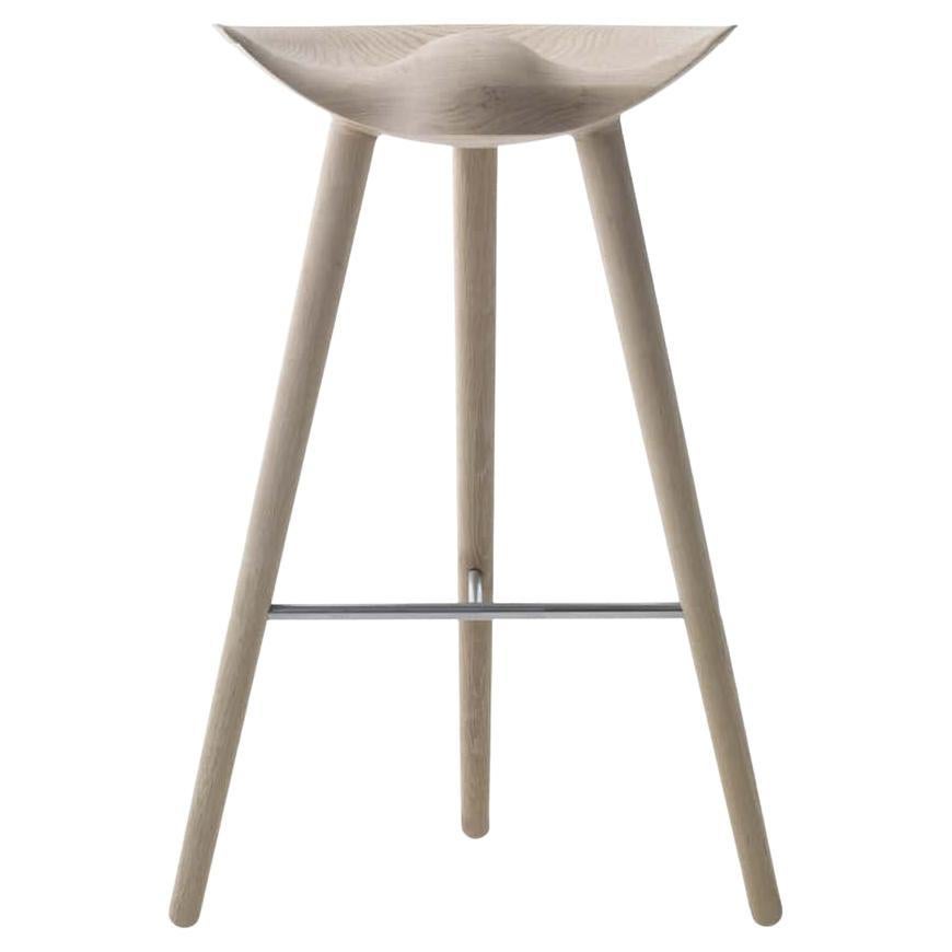 ML 42 Oak and Stainless Steel Bar Stool by Lassen