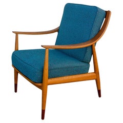 Chaise longue en chêne et teck de Peter Hvidt et Orla Molgaard