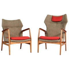 Oak and Teak Lounge Chairs by Aksel Bender Madsen for Bovenkamp, 1960s