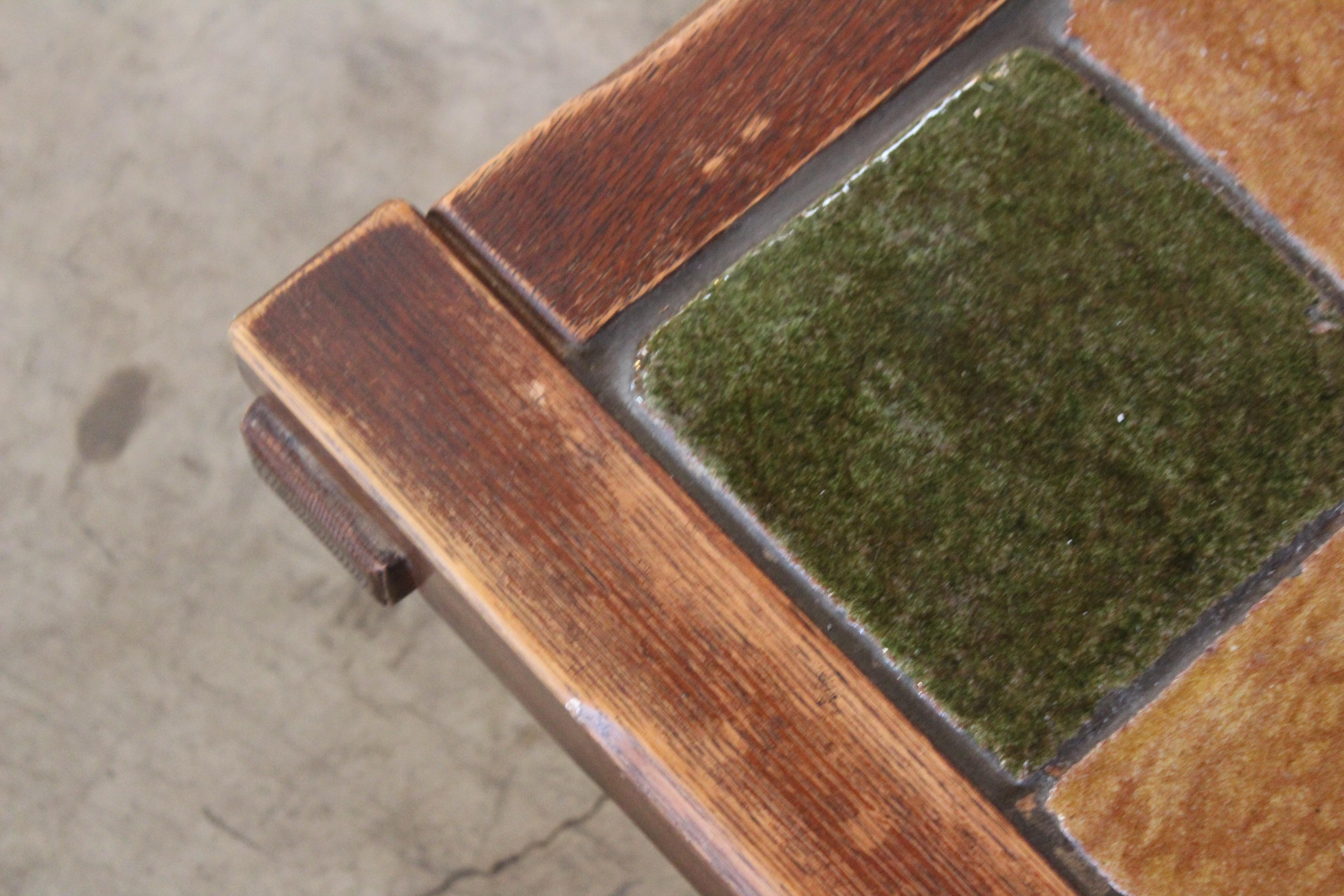 Oak and Tile Coffee Table, France, 1950s 7