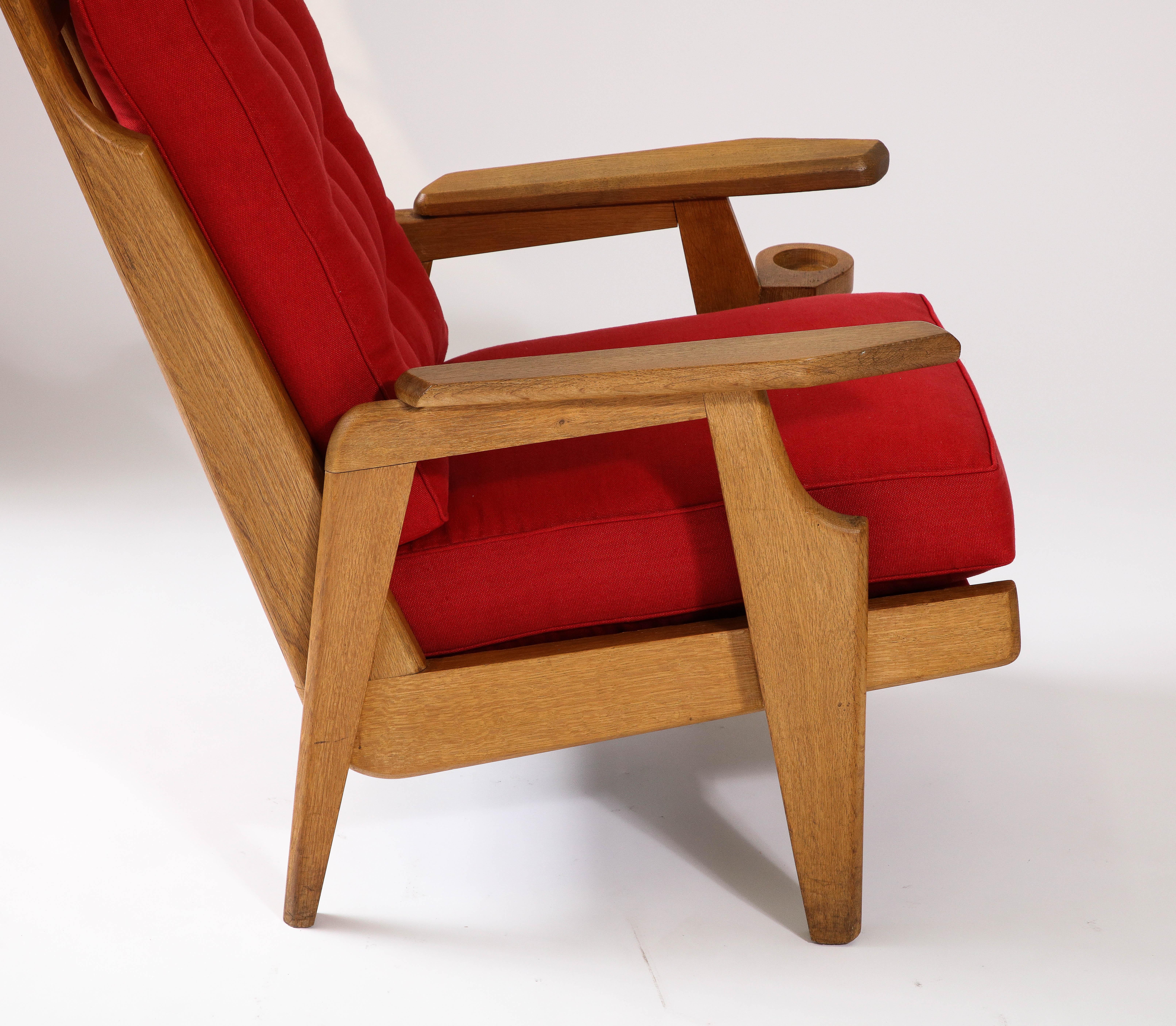 Oak and Upholstery Armchair by Guillerme et Chambron, France, c. 1960 3