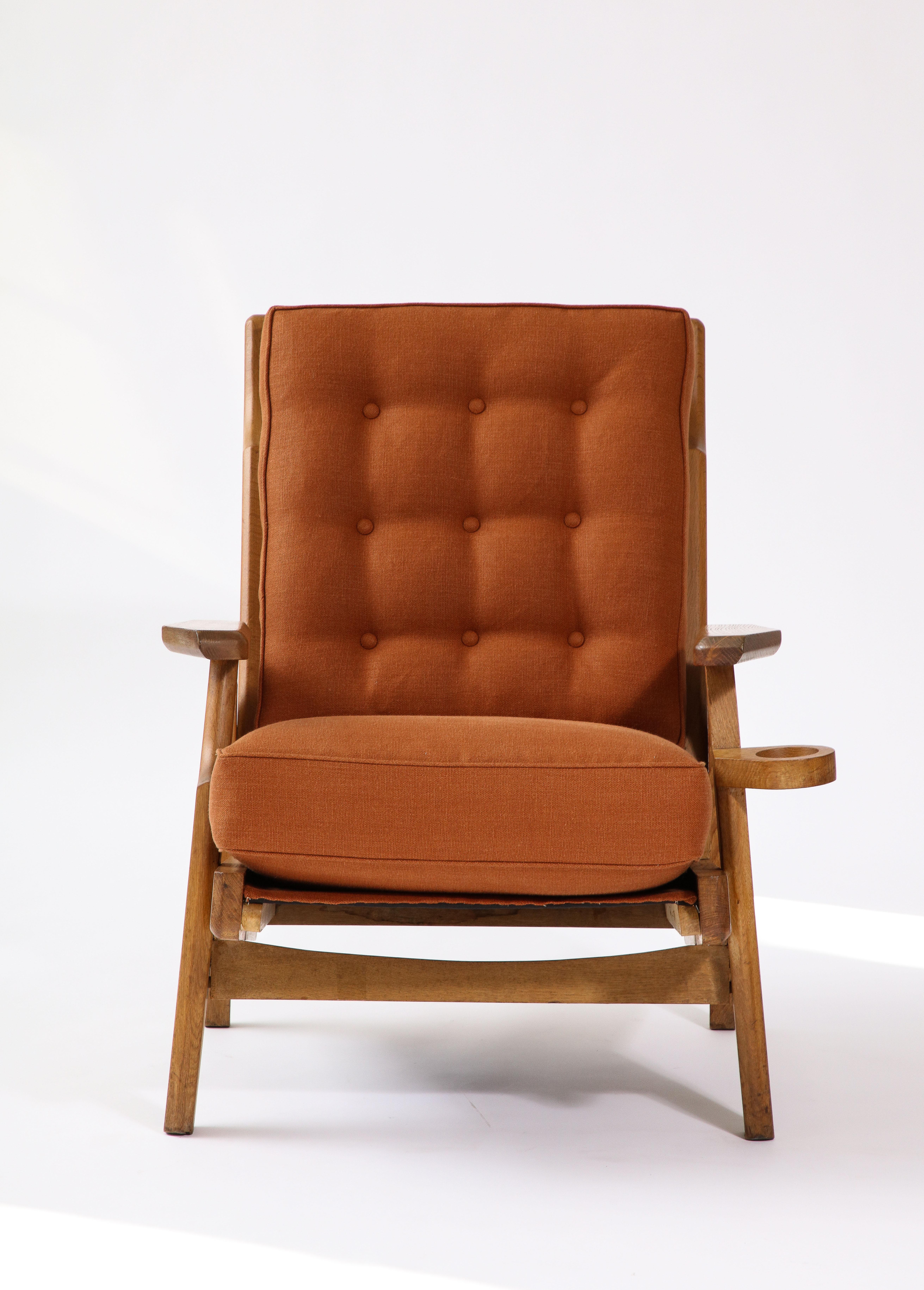 Priced individually; two available.

Cool, angular armchair by Guillerme et Chambron, with a stylish 