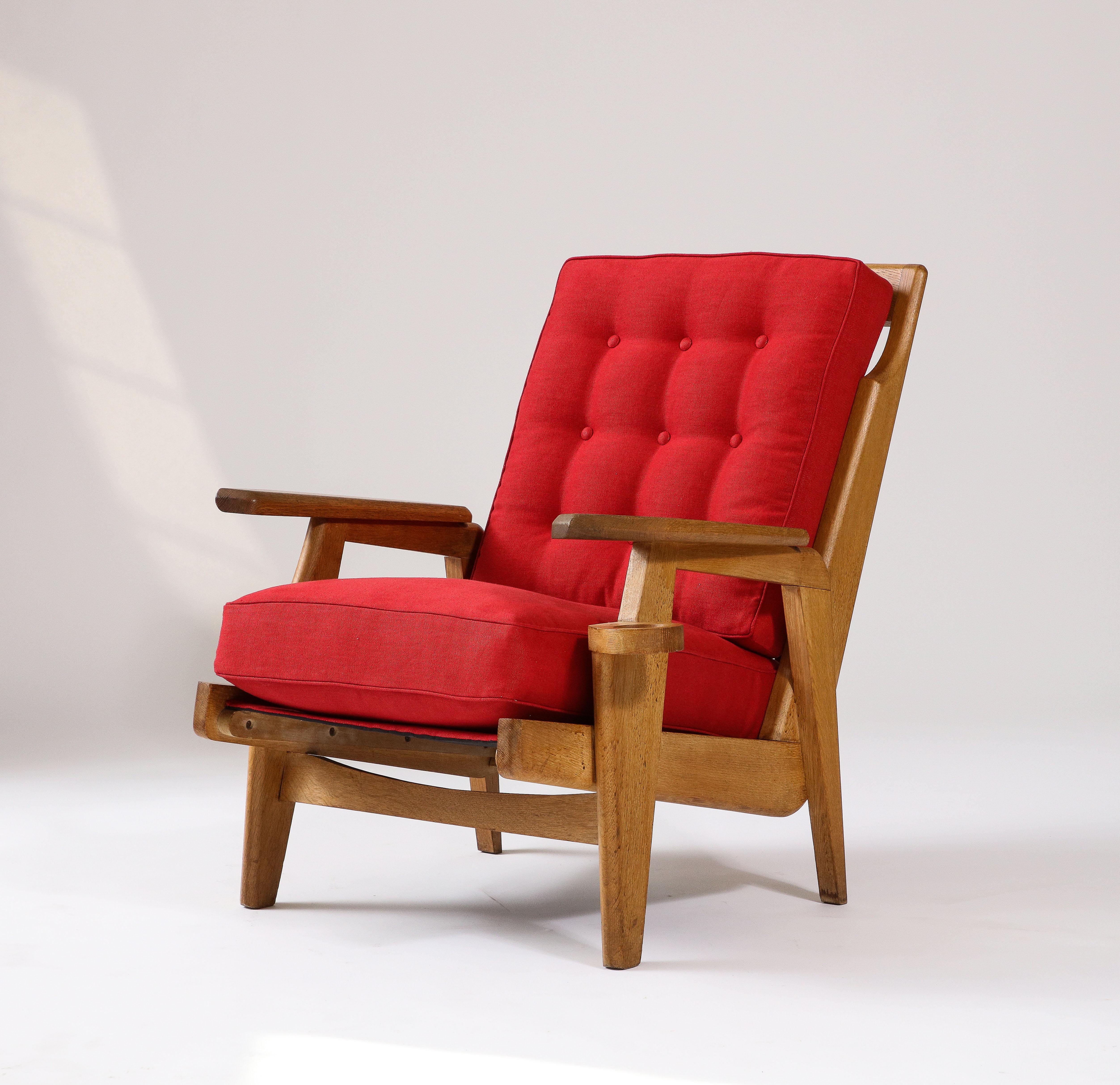 Priced individually; two available.

Cool, angular armchair by Guillerme et Chambron, with a stylish 