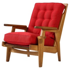 Oak and Upholstery Armchair by Guillerme et Chambron, France, c. 1960