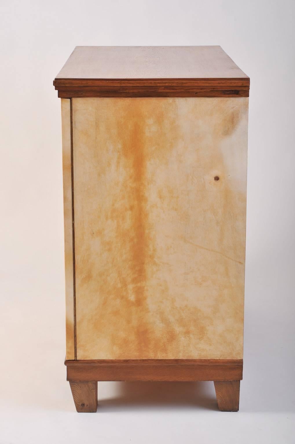 Oak and Velum Two-Door Cabinet, in the Manner of Jean Michel Frank 3
