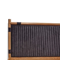 Oak and Velvet Channel Tufted Chiselhurst Bed by Lawson-Fenning, Queen