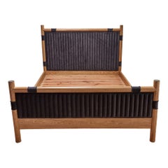 Oak and Velvet Channel Tufted Chiselhurst Bed by Lawson-Fenning, Queen