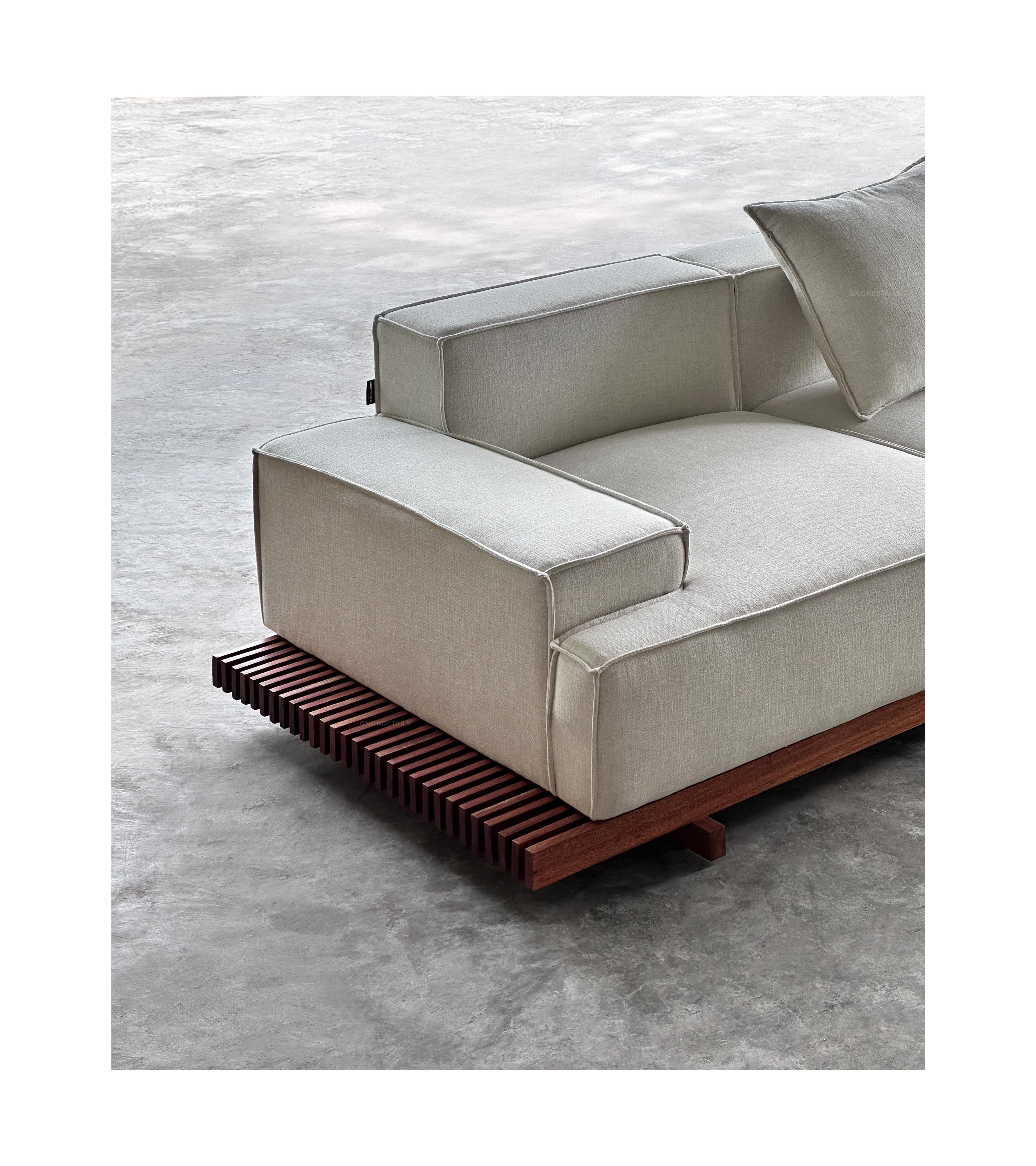 Contemporary Oak and Walnut Bánh Chưng Sofa by ONON DETAILS For Sale