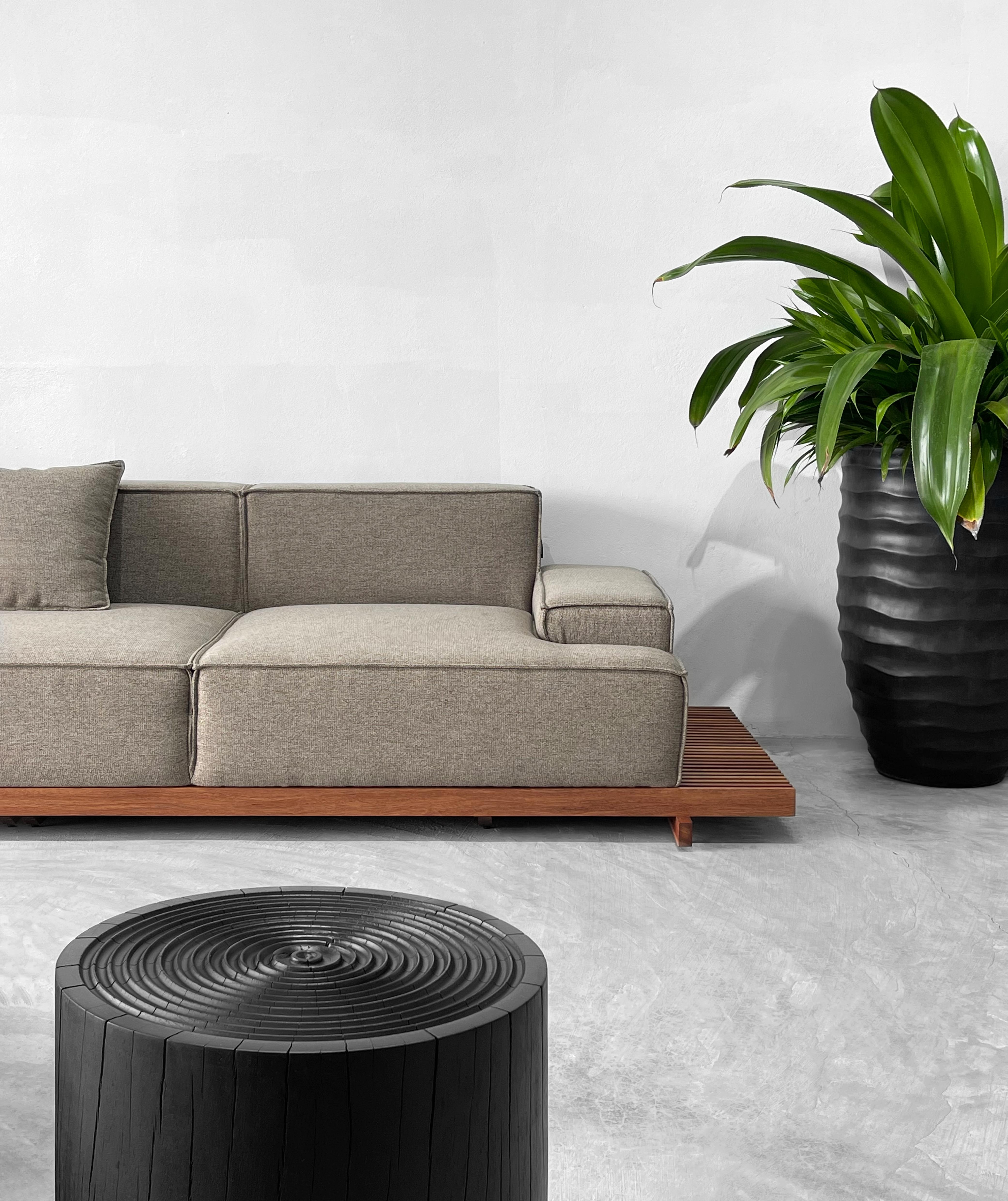 Fabric Oak and Walnut Bánh Chưng Sofa by ONON DETAILS For Sale