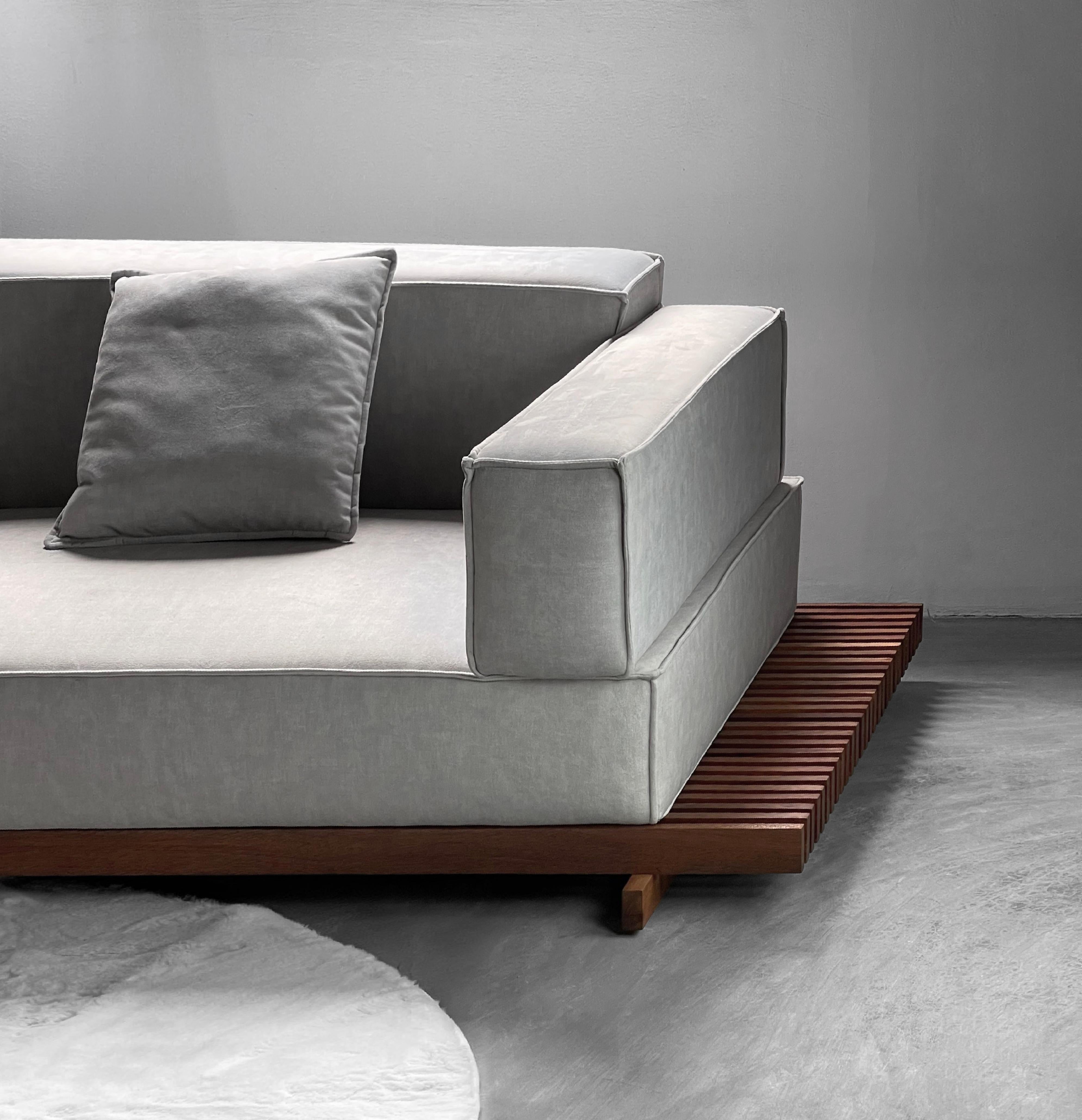 Oak and Walnut Bánh Chưng Sofa by ONON DETAILS For Sale 2