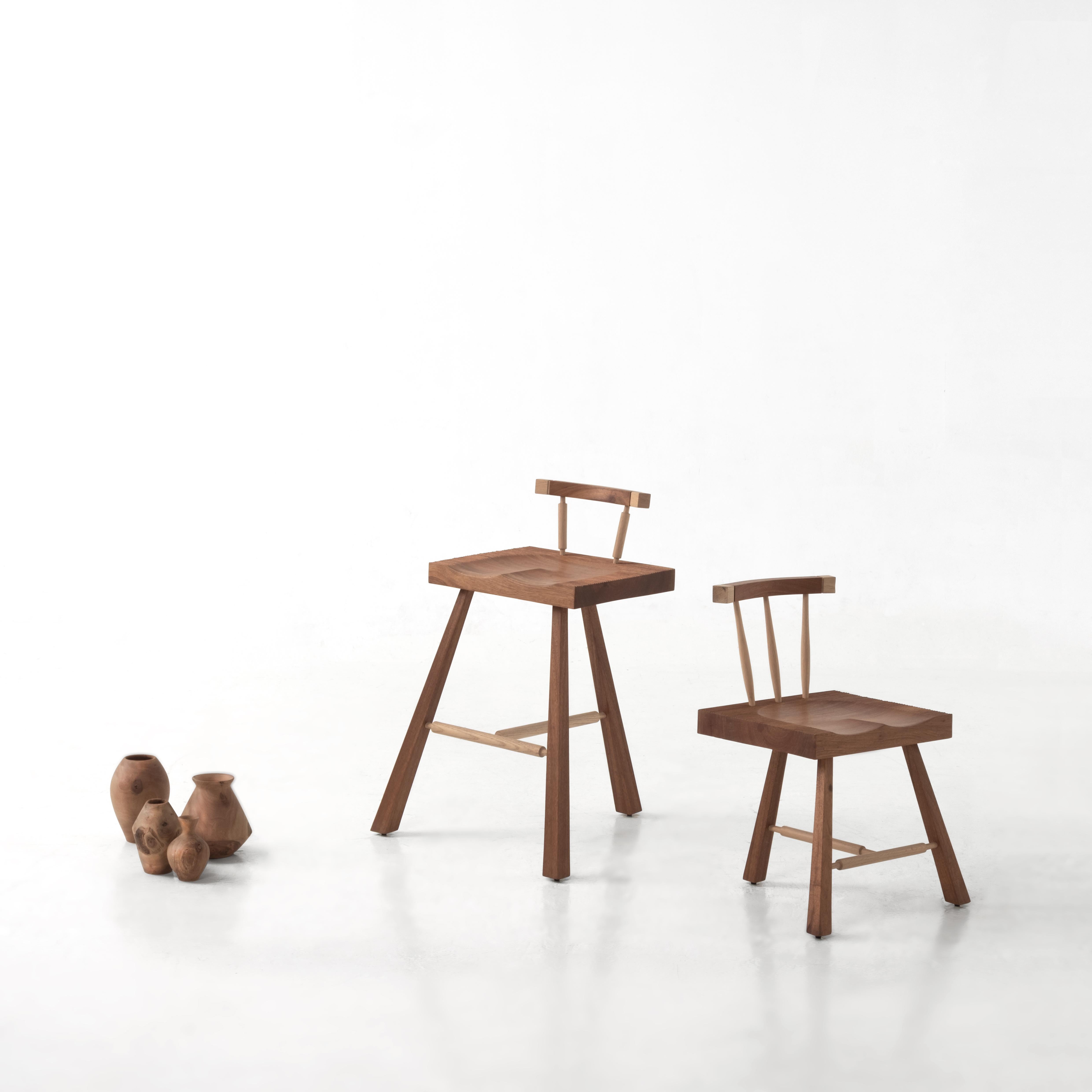 Sgabello Bình Minh in Oak e Noce di ONON DETTAGLI in vendita 3