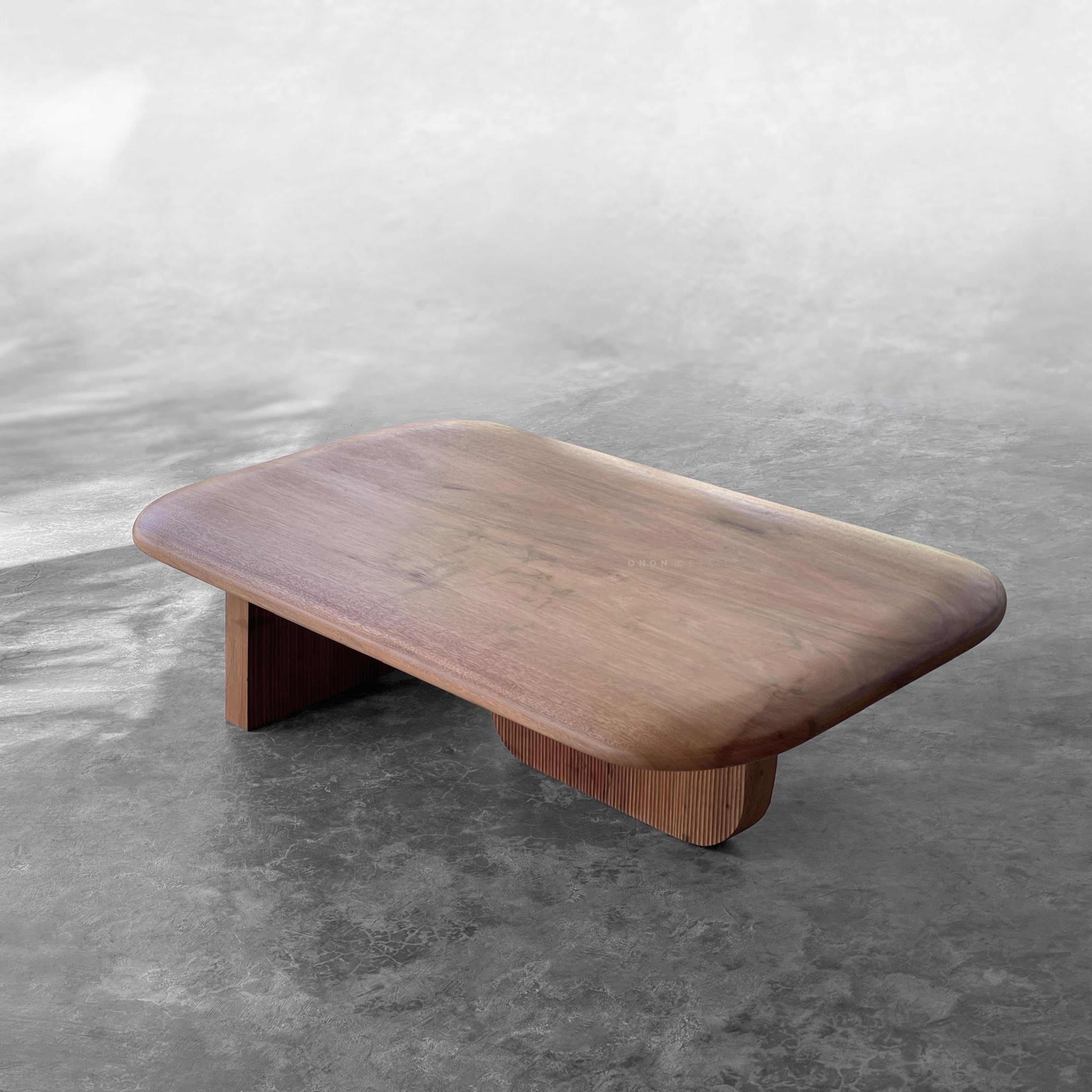 Oak and Walnut J Coffee Table by ONON DETAILS In New Condition For Sale In Geneve, CH