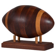Oak and Walnut Marquetry Football Sculpture