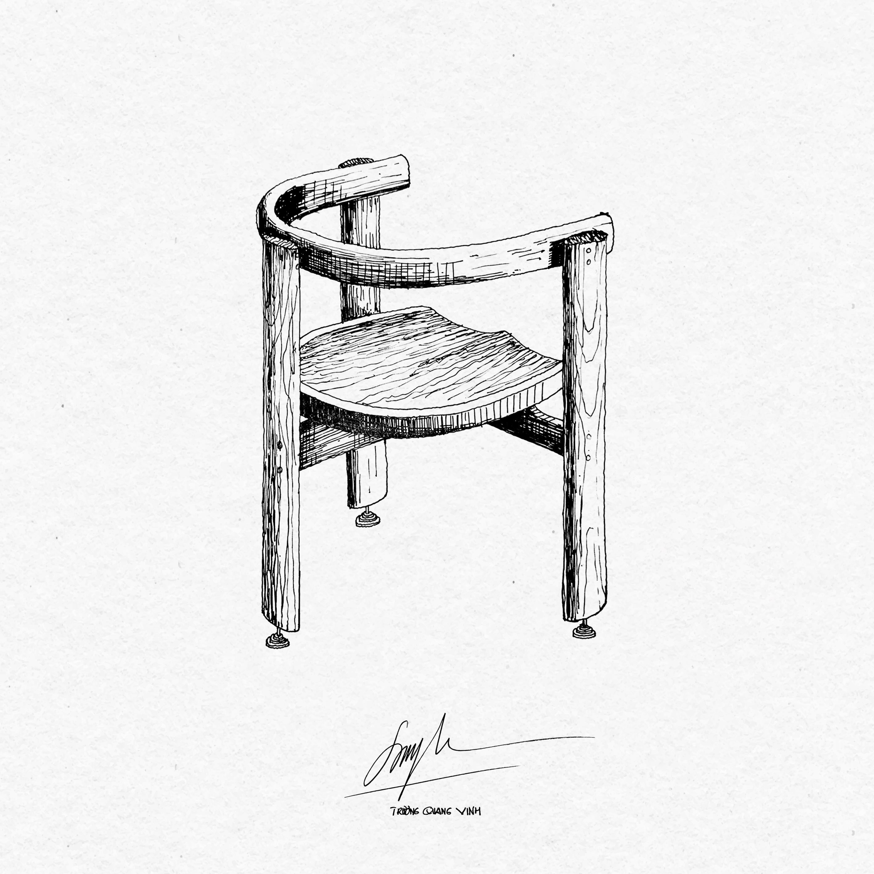 Oak and Walnut TQV Chair 01 by ONON DETAILS For Sale 6