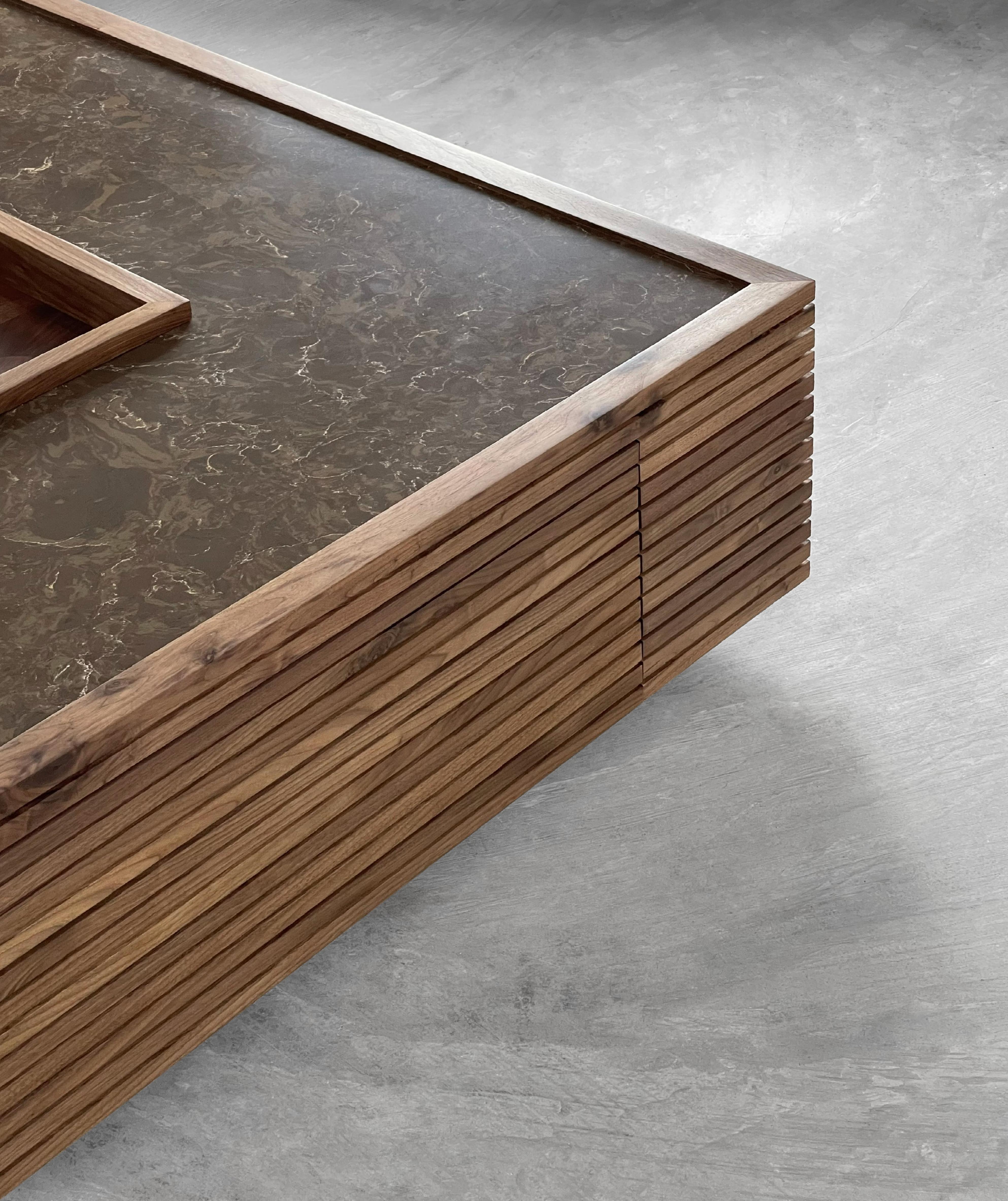 Oak and Walnut Vuông Coffee Table by ONON DETAILS For Sale 4