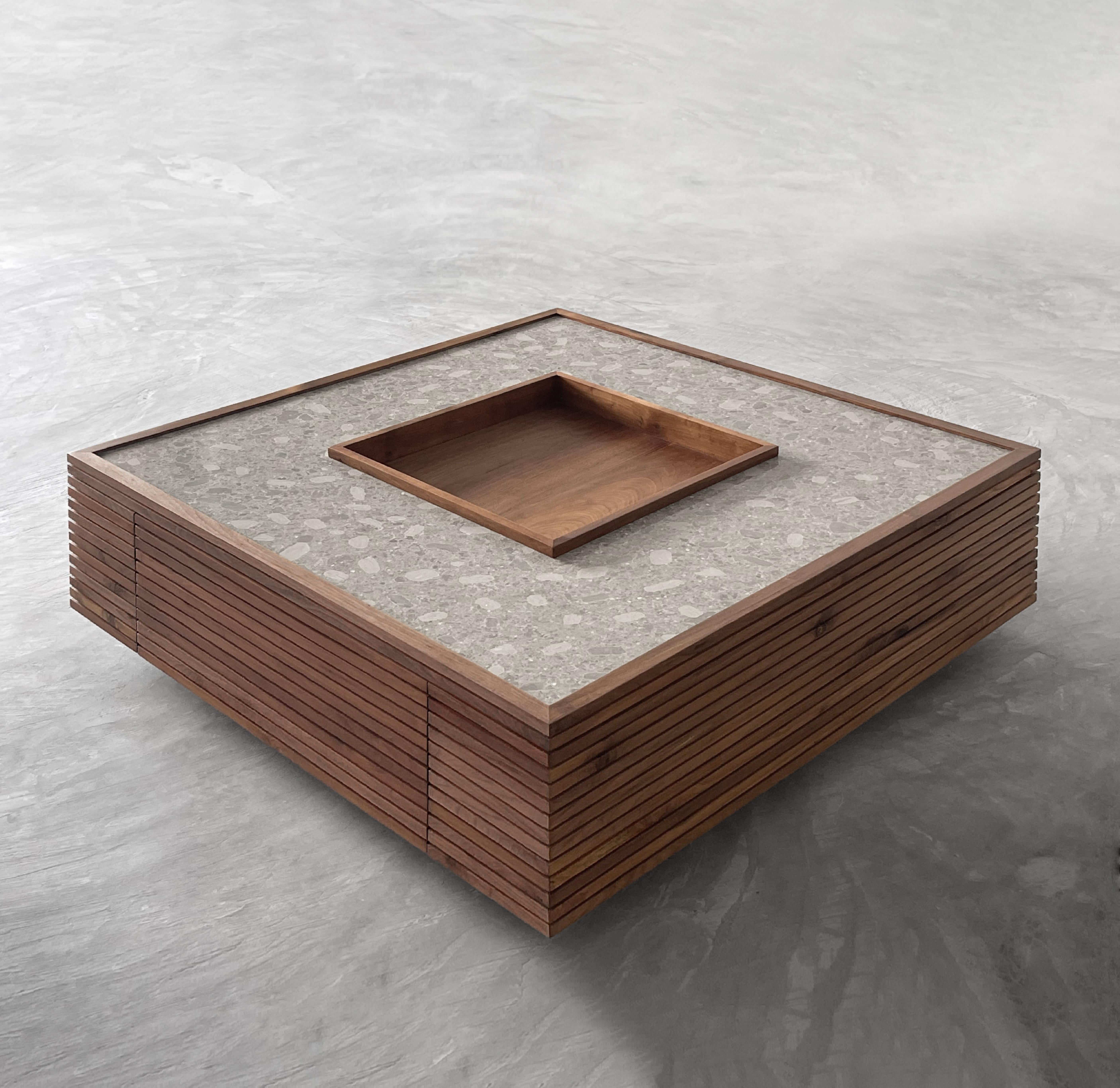 Oak and Walnut Vuông Coffee Table by ONON DETAILS
Dimensions: W 120 x D 120 x H 40 cm. 
Materials: Oak, Walnut. 

ONON Details furnitures are chosen by famous design brand, domestic and international customers for their projects and spaces. Whether