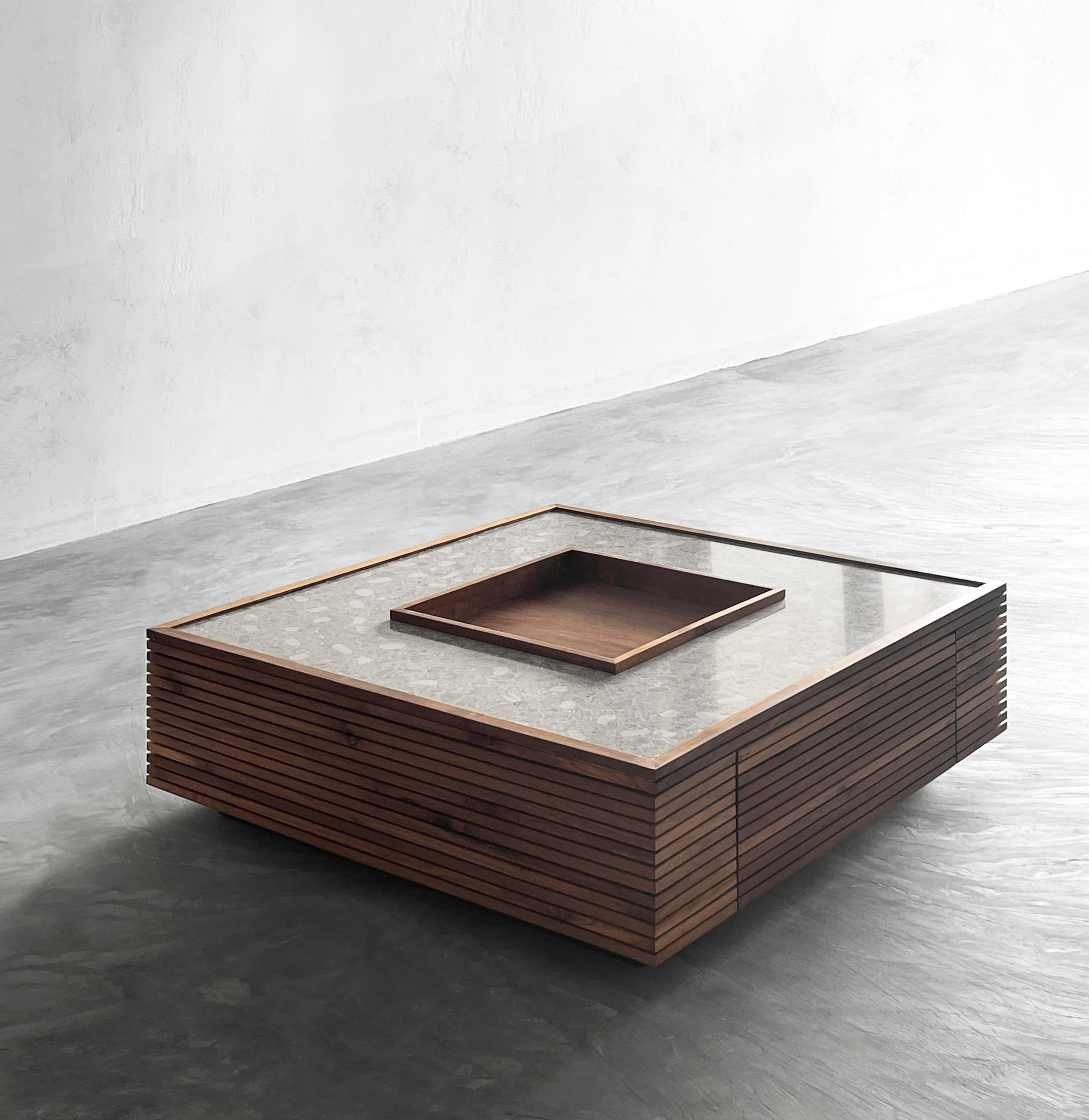 Post-Modern Oak and Walnut Vuông Coffee Table by ONON DETAILS For Sale