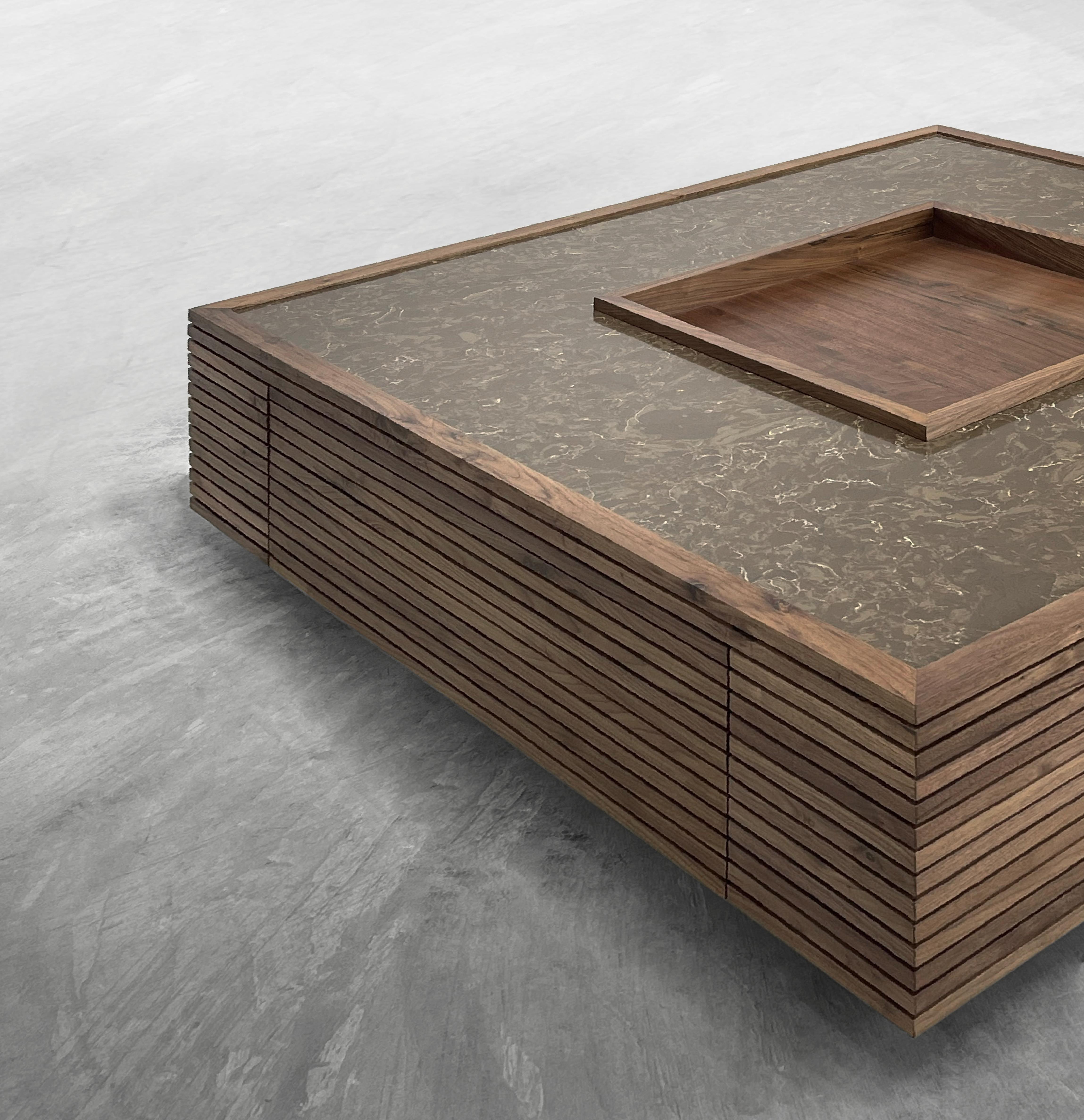 Oak and Walnut Vuông Coffee Table by ONON DETAILS For Sale 3