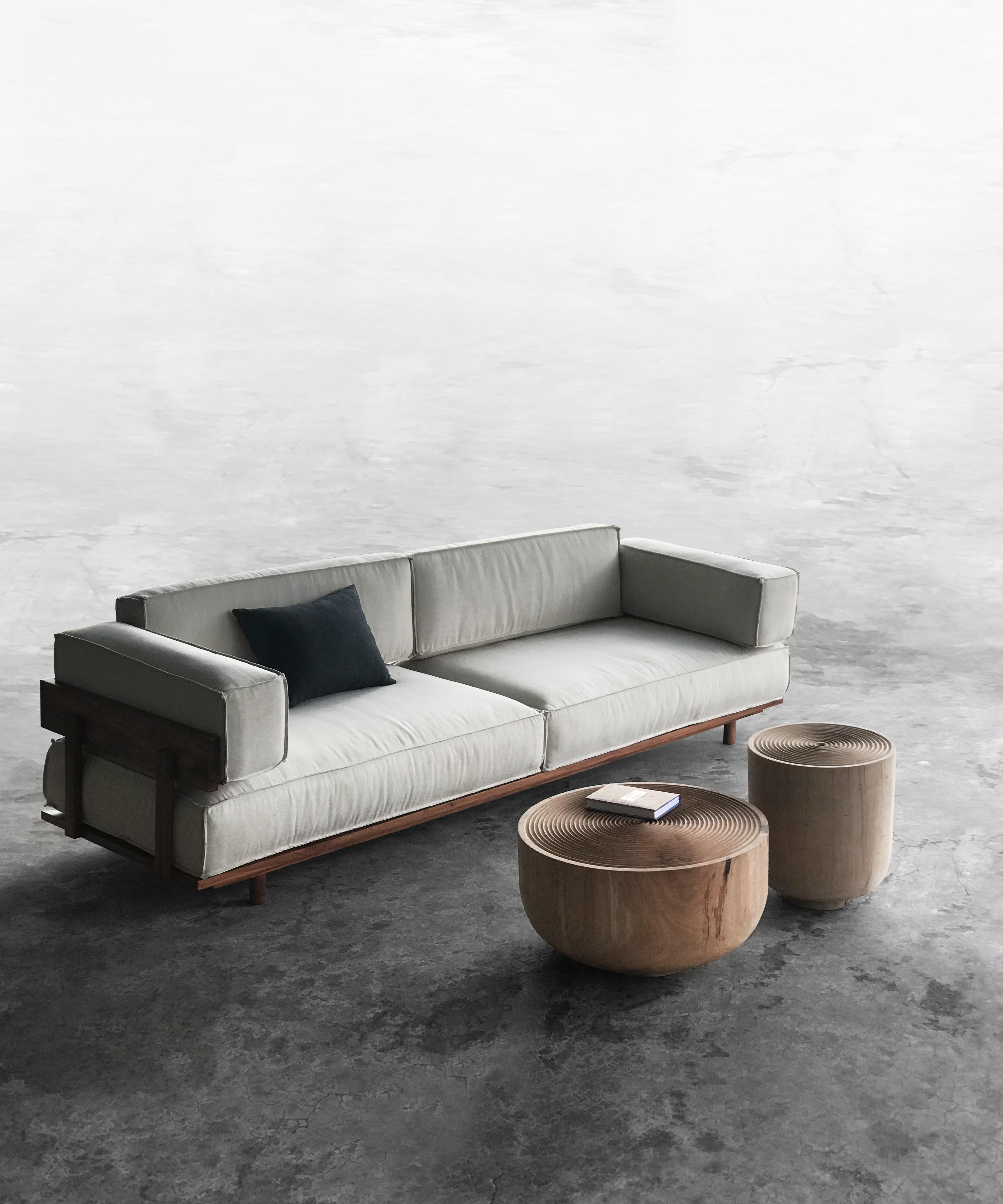 Oak and Walnut XL Sofa by ONON DETAILS
Dimensions: W 85 x D 265 x H 70 cm. 
Materials: Oak, Walnut, high quality fabric.

ONON Details furnitures are chosen by famous design brand, domestic and international customers for their projects and spaces.