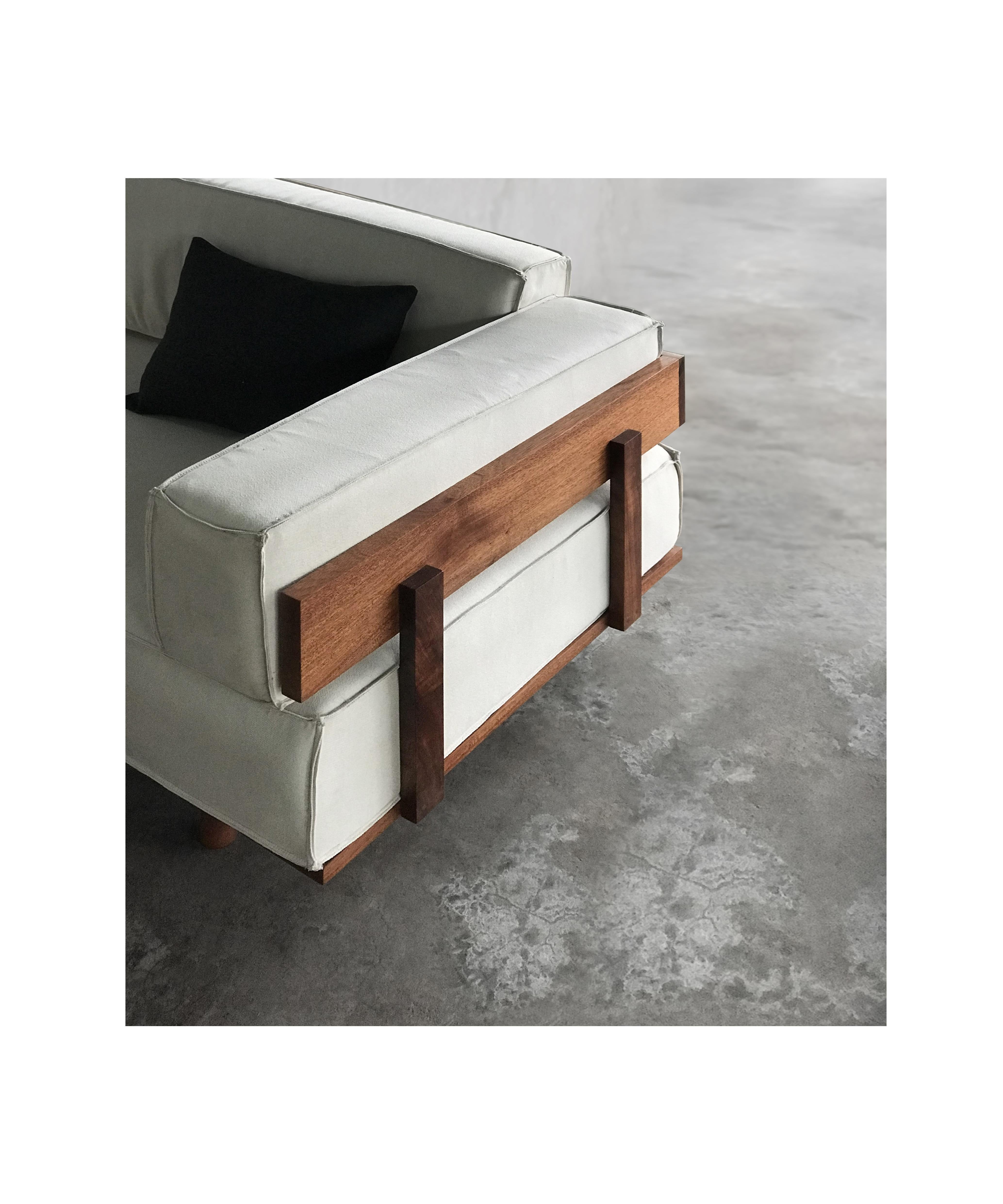 Oak and Walnut XL Sofa by ONON DETAILS For Sale 3