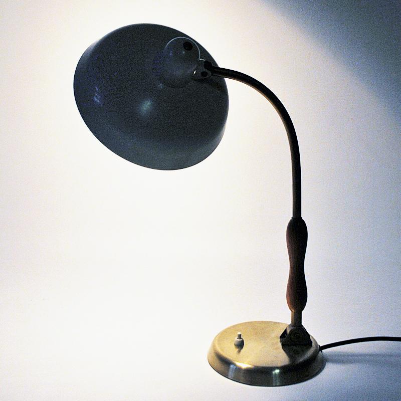 Lacquered Oak and White Metal Table Lamp, Sweden 1950s For Sale