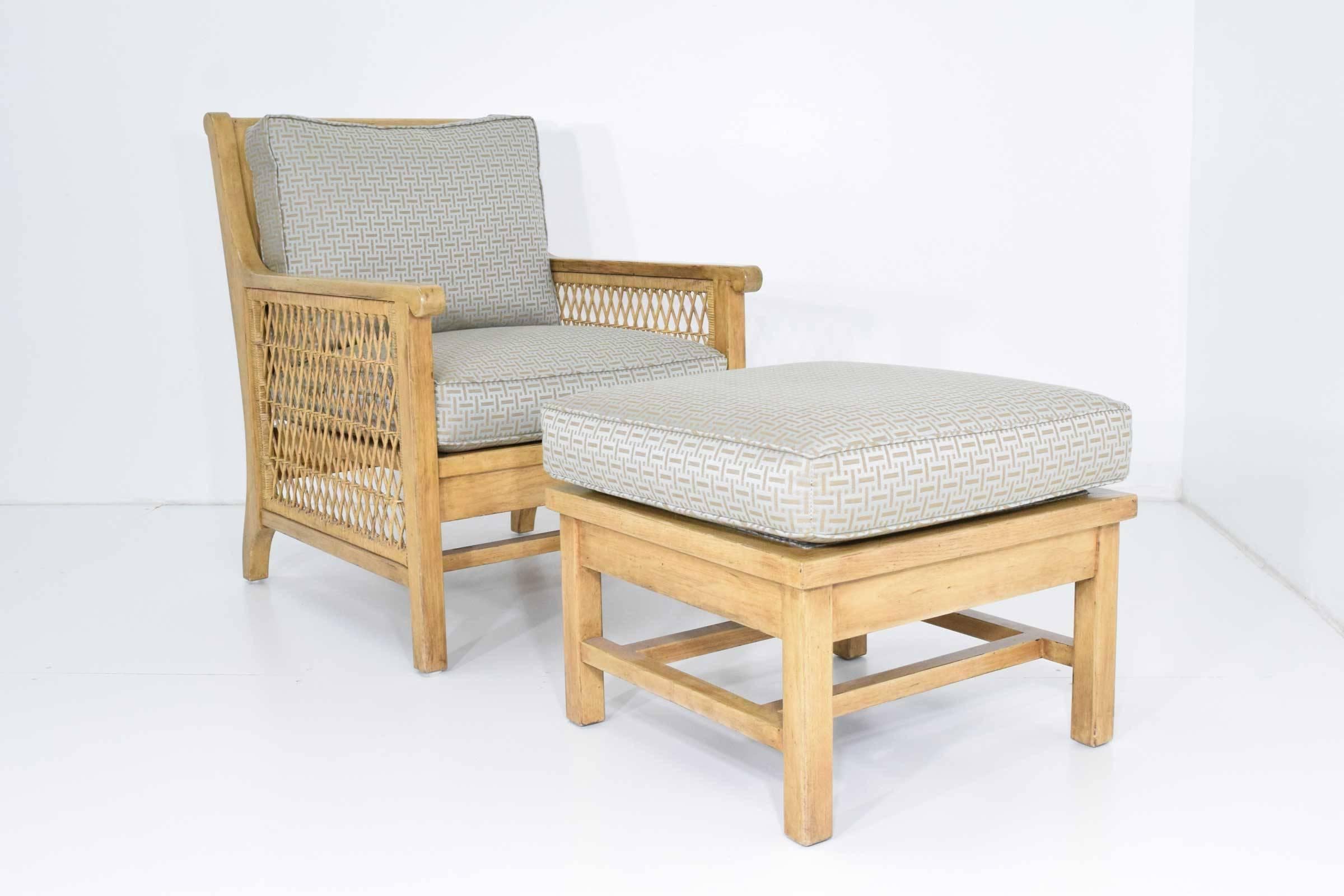 wicker lounge chair with ottoman