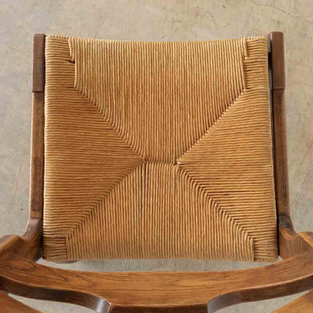 Sedie da pranzo in Oak e tessuto nello stile di Guillerme & Chambron, set di 4 pezzi in vendita 4