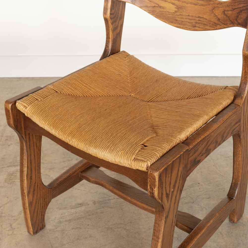 Sedie da pranzo in Oak e tessuto nello stile di Guillerme & Chambron, set di 4 pezzi in vendita 5