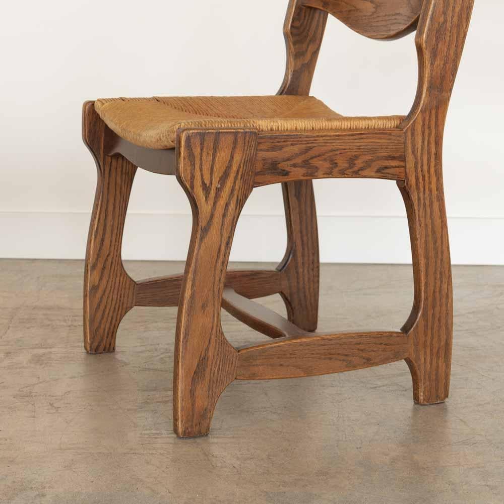 Sedie da pranzo in Oak e tessuto nello stile di Guillerme & Chambron, set di 4 pezzi in vendita 7