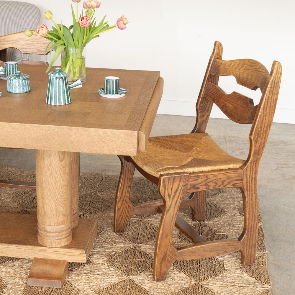 Sedie da pranzo in Oak e tessuto nello stile di Guillerme & Chambron, set di 4 pezzi in vendita 8