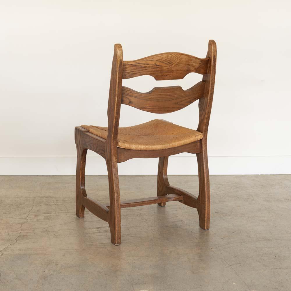 Sedie da pranzo in Oak e tessuto nello stile di Guillerme & Chambron, set di 4 pezzi in vendita 1