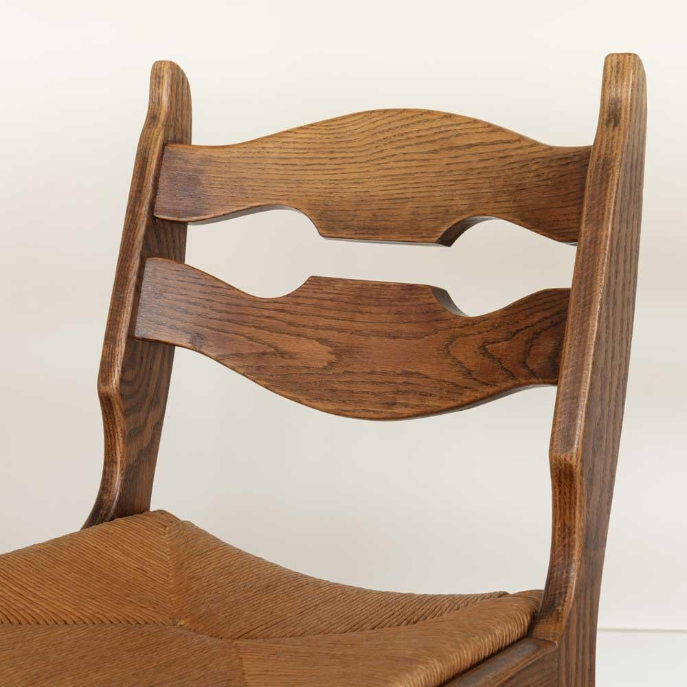 Sedie da pranzo in Oak e tessuto nello stile di Guillerme & Chambron, set di 4 pezzi in vendita 2