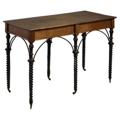 Oak and Wrought Iron Table