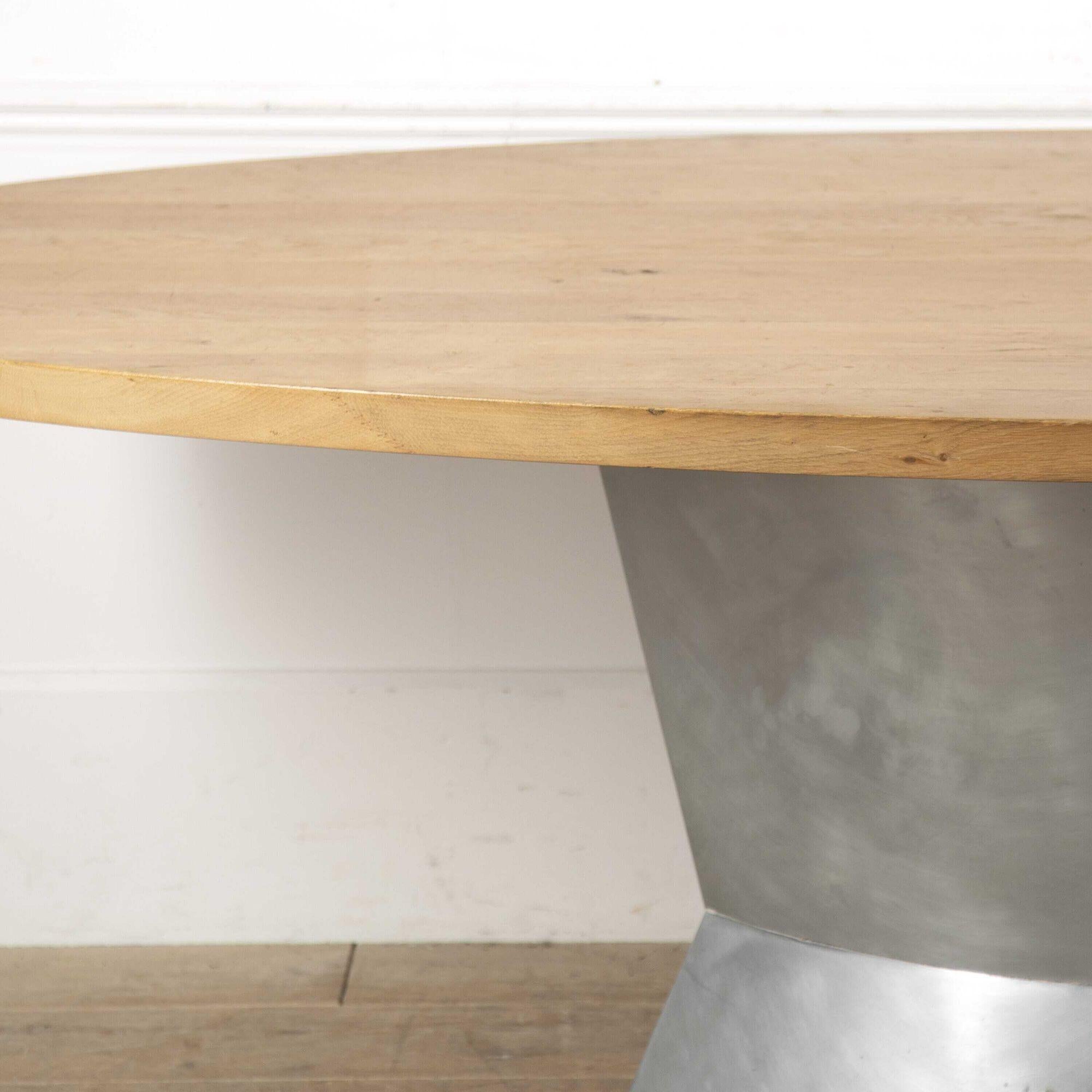 20th Century Oak and Zinc Dining Table For Sale