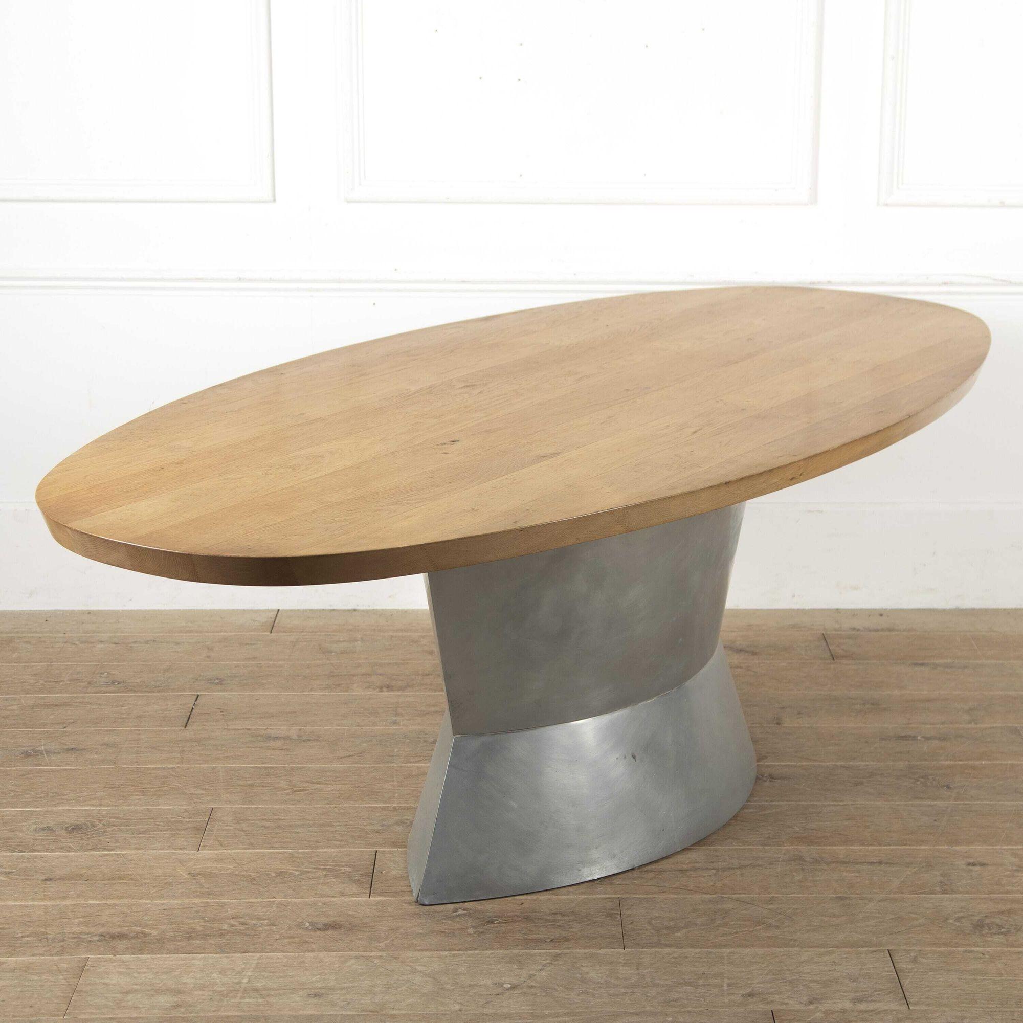 Oak and Zinc Dining Table For Sale 1