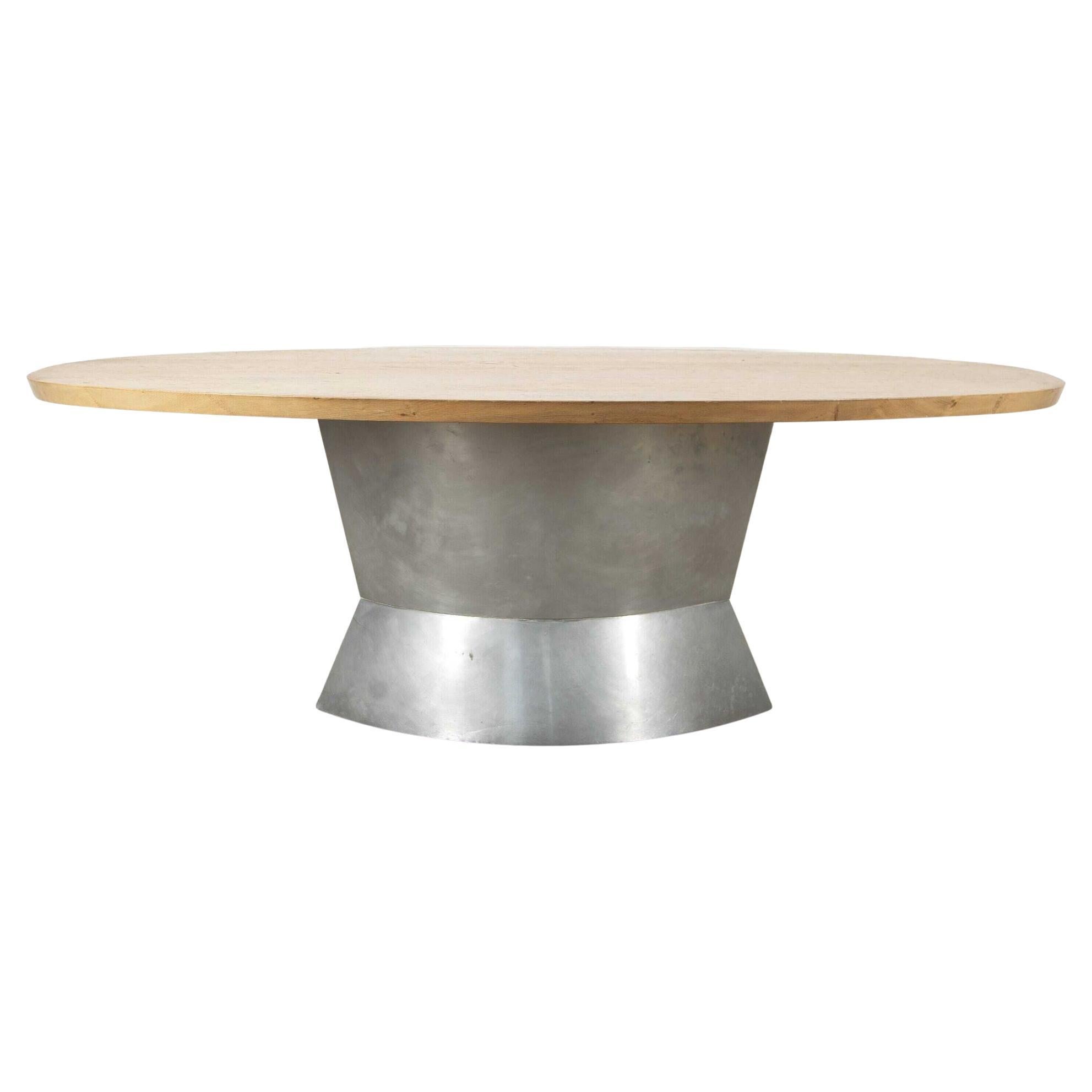 Oak and Zinc Dining Table For Sale