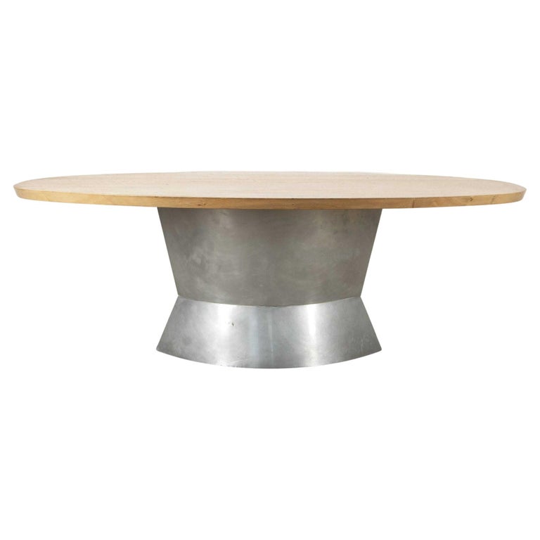 Oak and Zinc Dining Table For Sale at 1stDibs