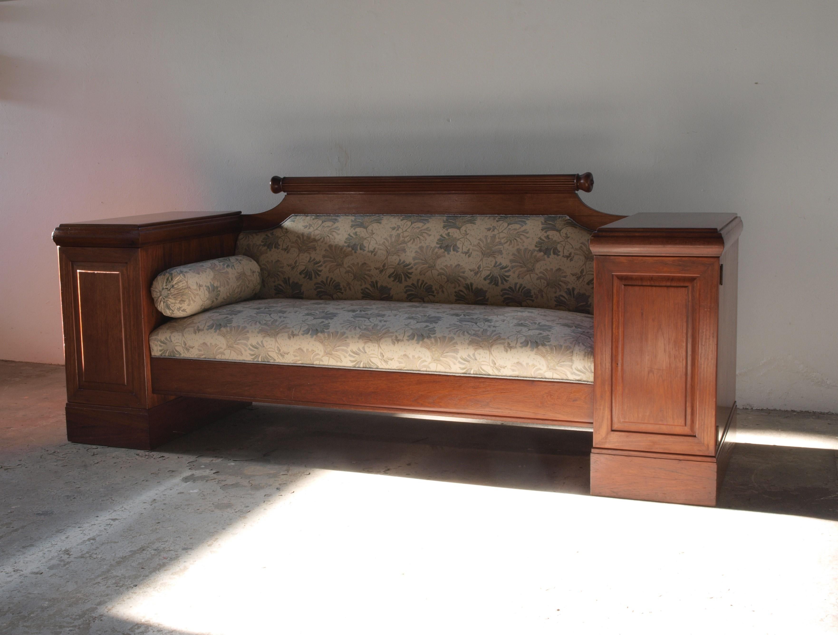 Roble Antiguo Imperio Danés Sofá 1800s Tela en venta