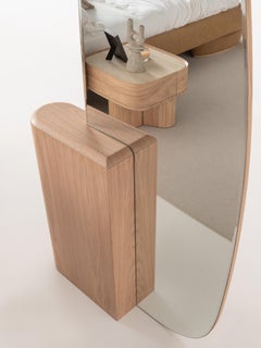 OAK Arched Full-Length Floor Mirror with Sculptural Wooden Base