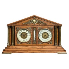 Oak architectural desk clock