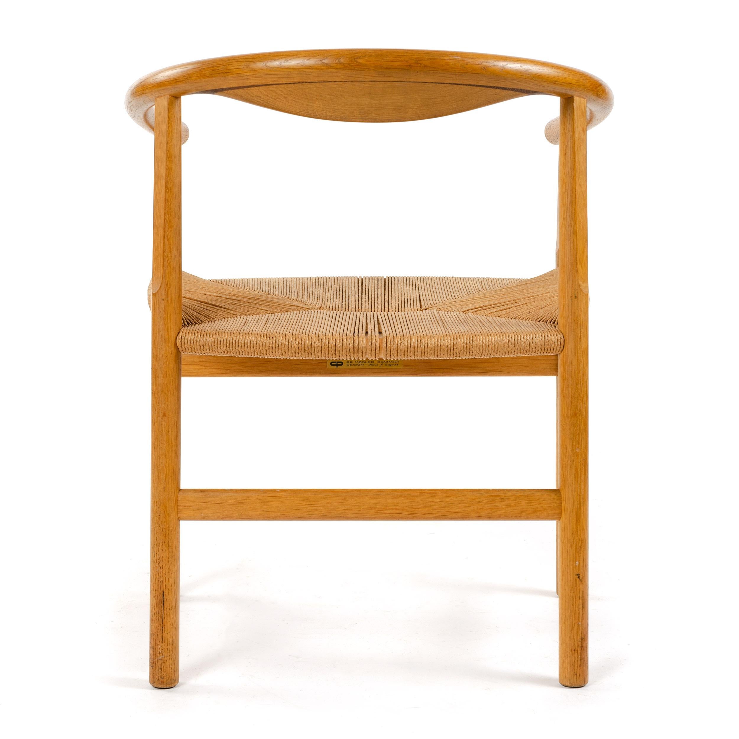 Danish Oak Armchair with Wenge Inlay by Hans Wegner For Sale