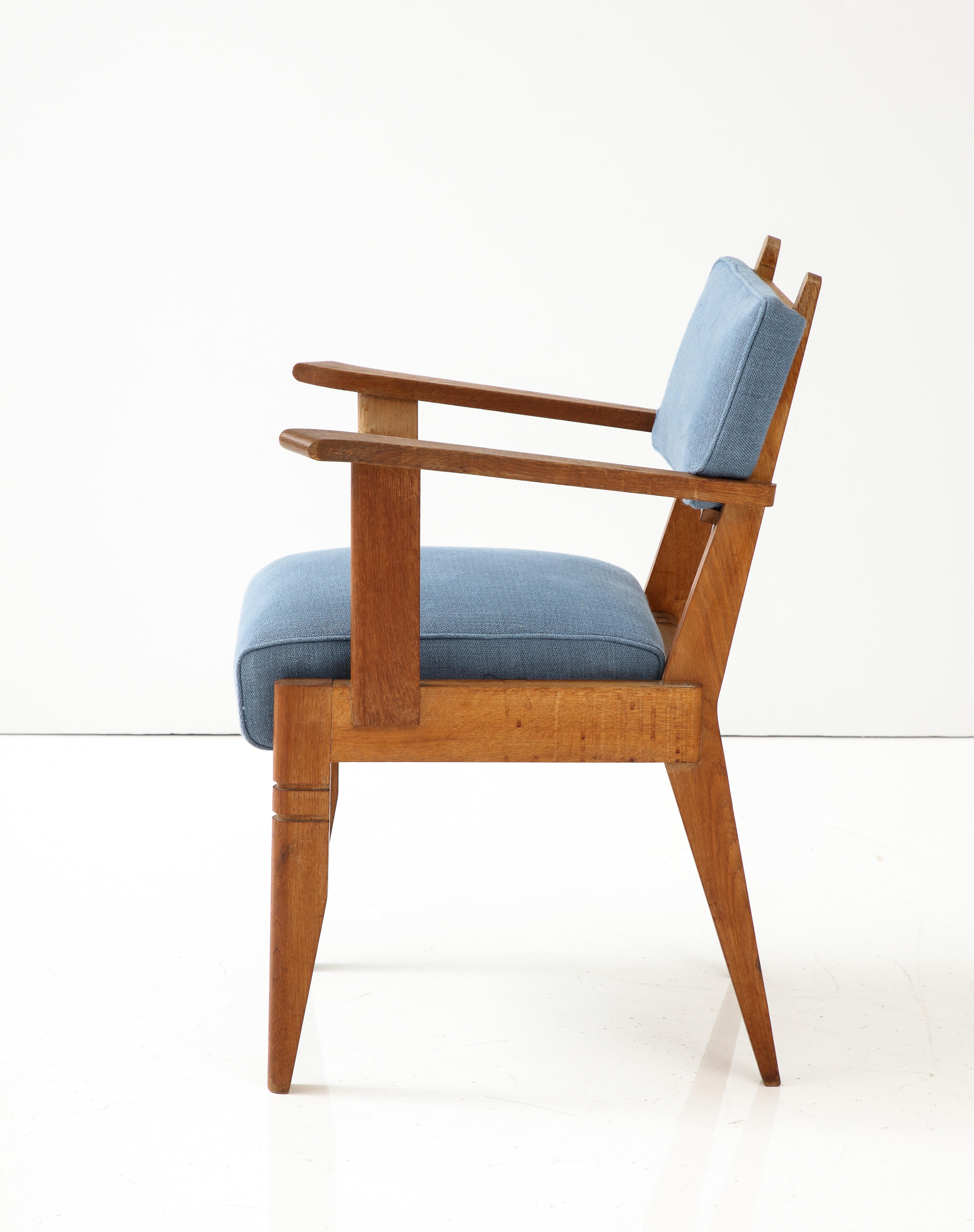French Oak Armchair by Charles Dudouyt, France, c. 1940 For Sale