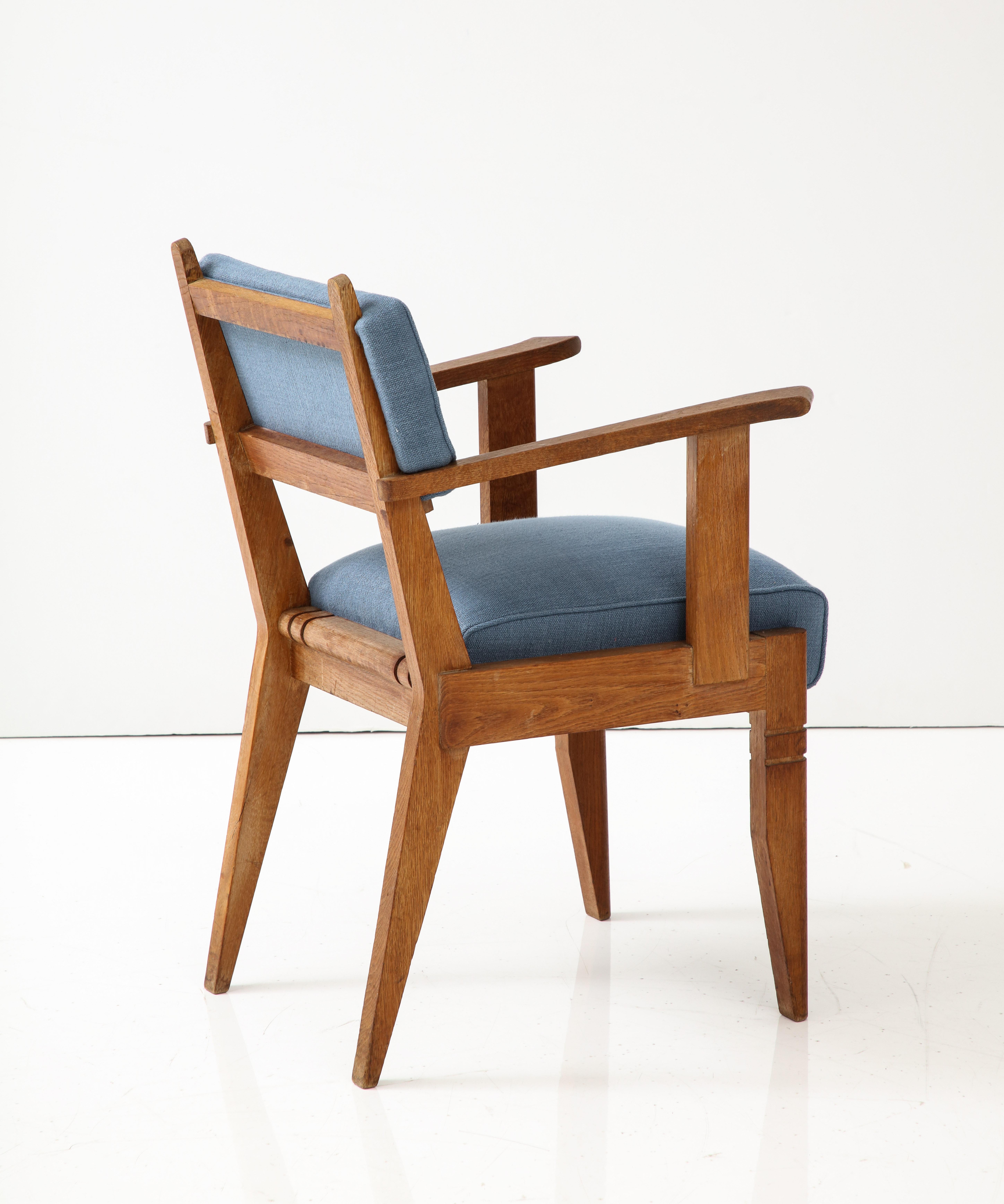 Linen Oak Armchair by Charles Dudouyt, France, c. 1940 For Sale