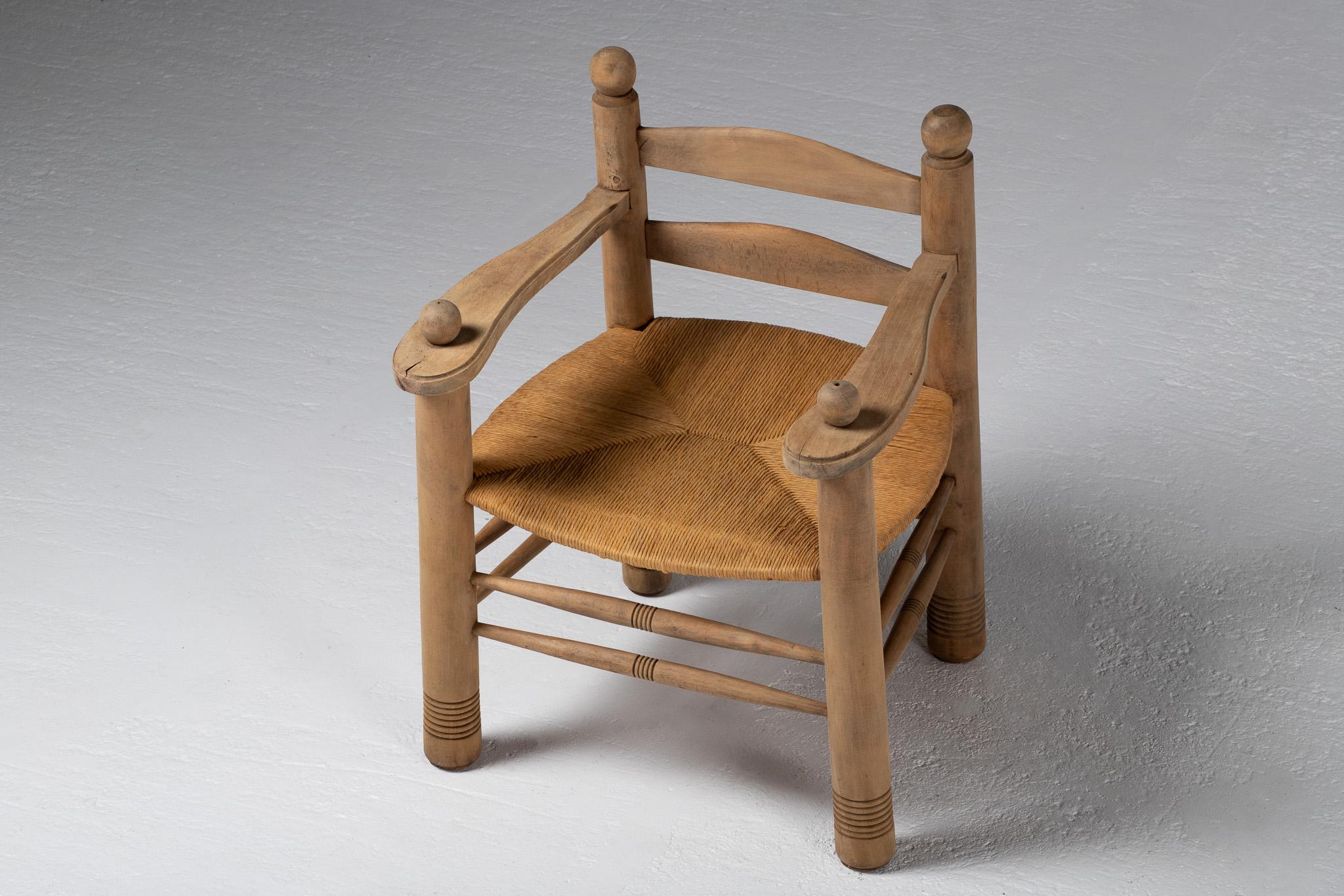 Oak Armchair, Charles Dudouyt, France, 1940 For Sale 3