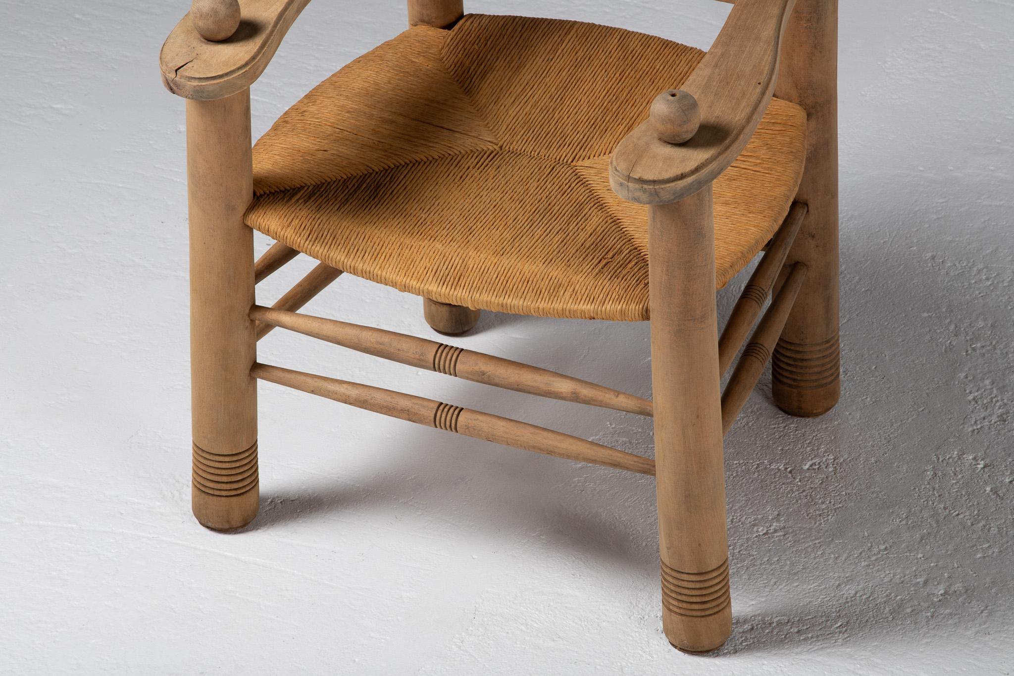Oak Armchair, Charles Dudouyt, France, 1940 For Sale 4